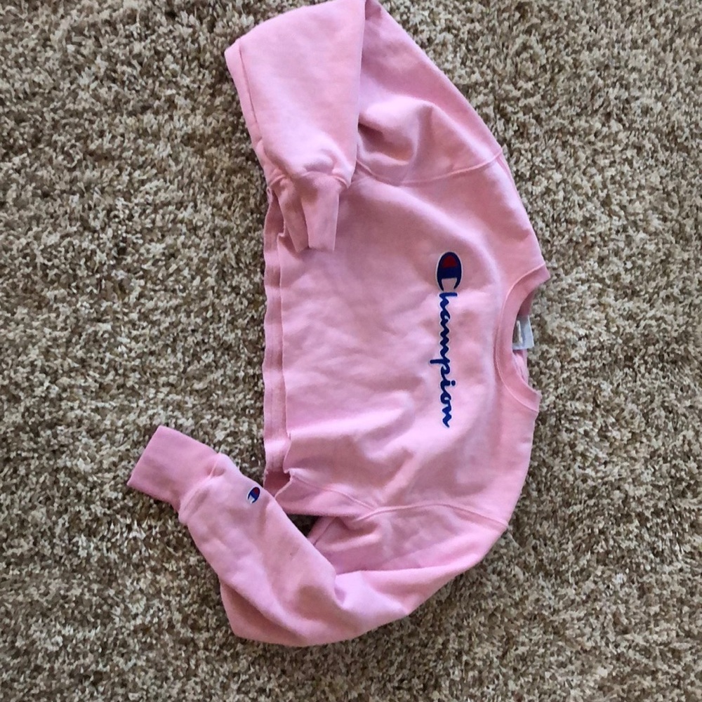 Pink cropped champion sweatshirt small